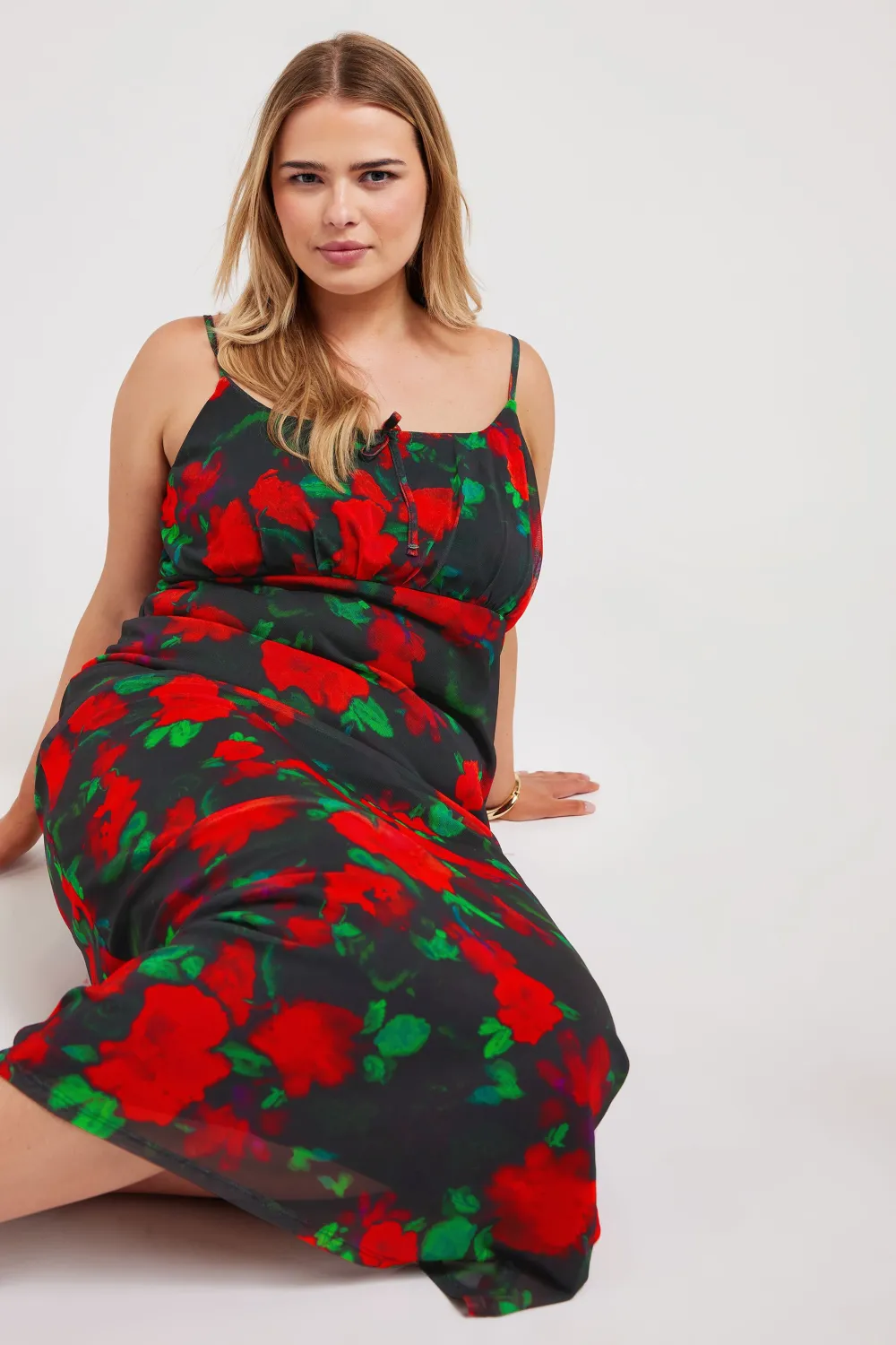 YOURS LONDON Curve Black Floral Print Midaxi Dress