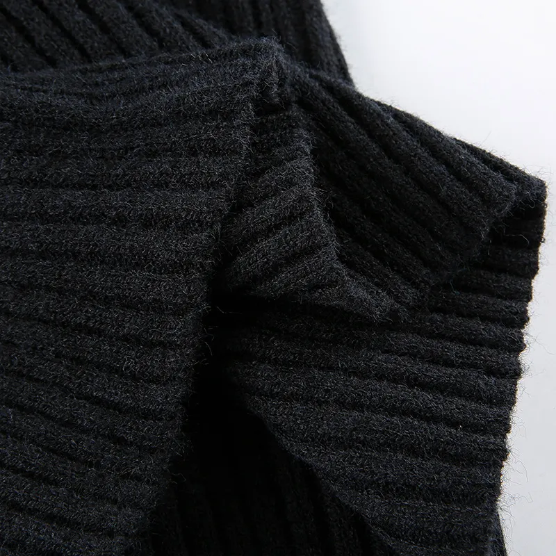 Plain Knit Top With Square Collar And Bubble Sleeves