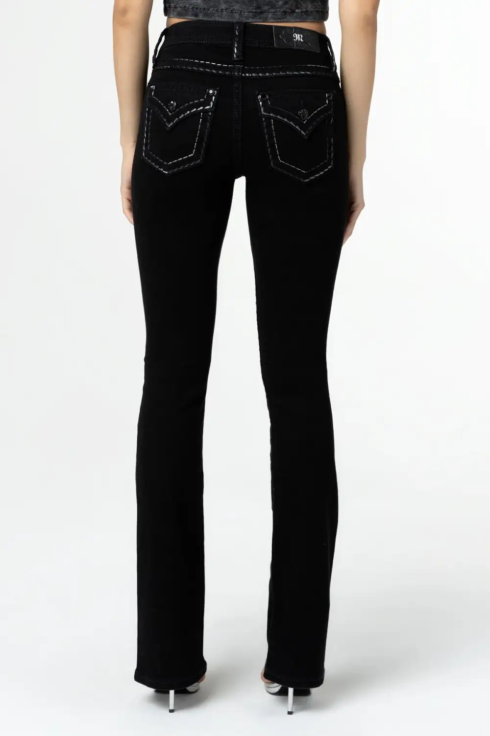 Silver Metallic Classic Black Bootcut Jeans