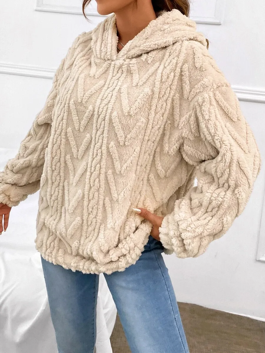 Fluff/Granular Fleece Fabric Casual Long sleeve Plain Sweatshirt