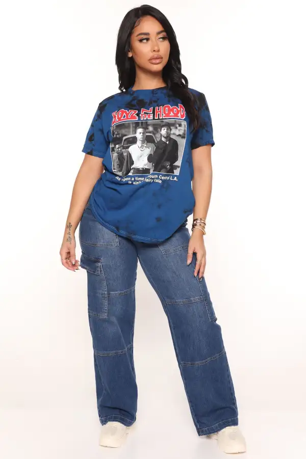 Boyz N The Hood Washed Tee - Royal/combo