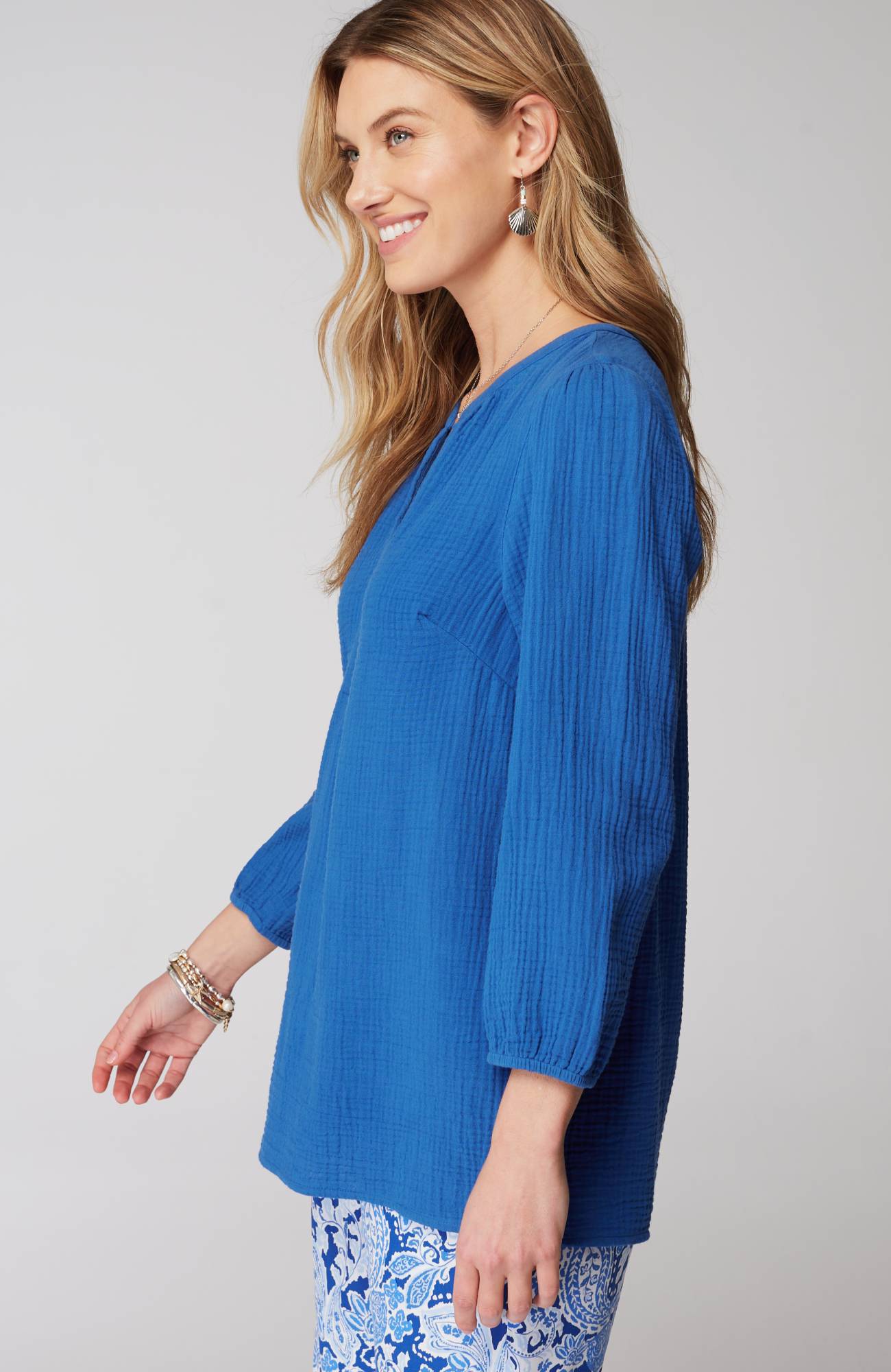 Cotton-Gauze Popover Top