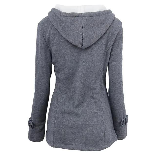 Women's Winter Coat Cropped Hooded Coat Thermal Warm Heated Jacket Fall Casual Street Jacket Long Sleeve with Pockets Black Army