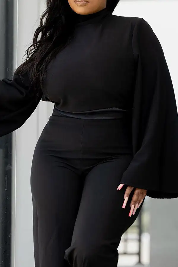 Black Trumpet Sleeve Lowkey Pant Set