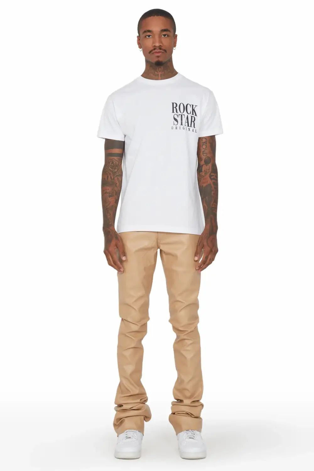 Ricky Tan Super Stacked Faux Leather Pant