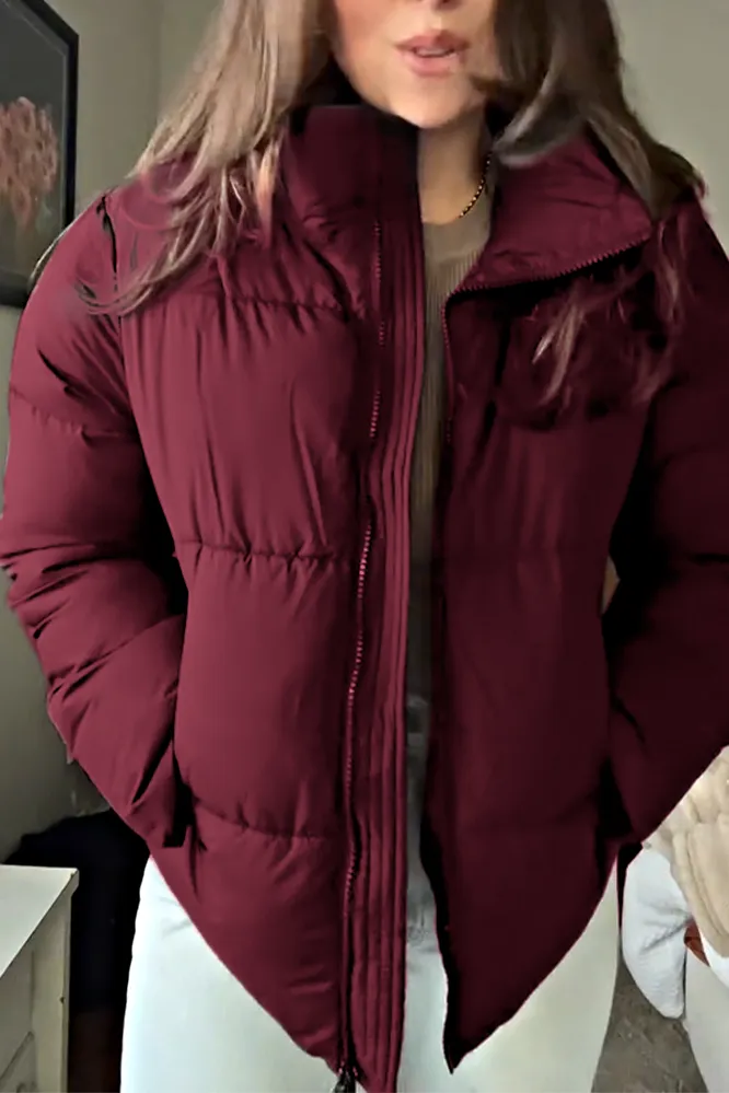 Women's solid color casual hooked down jacket