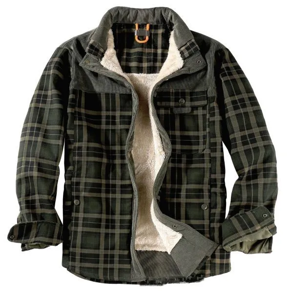 Men's Flannel Stitched Cotton Jacket Warm Top