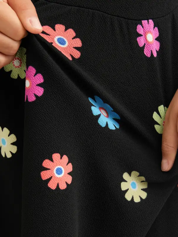 Multi-Color Floral Textured Stretchy Knit Top