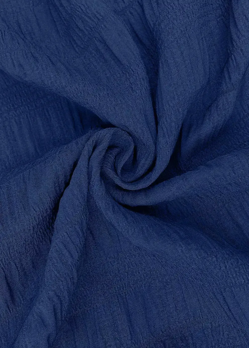 Navy Smocked Long Sleeve Round Neck Blouse