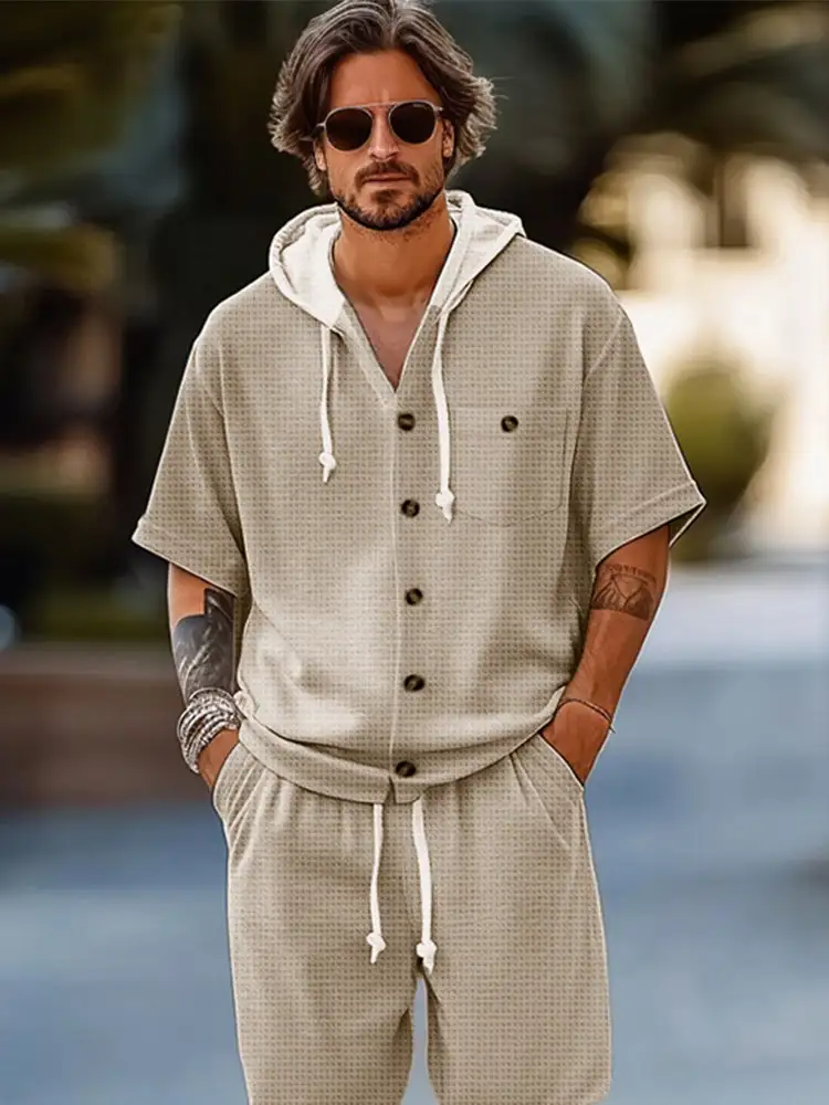 Casual Retreat Waffle Hooded Set