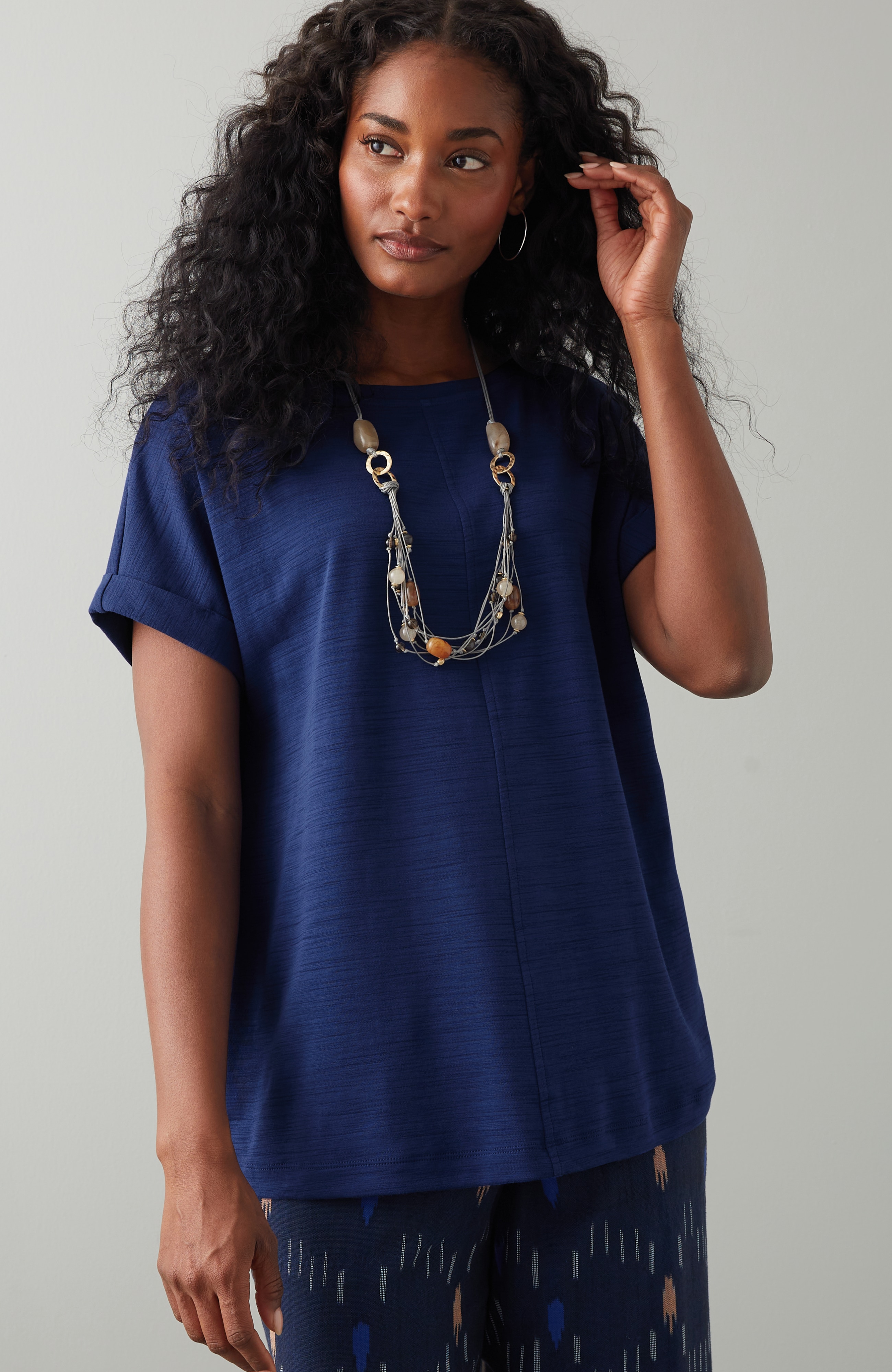 Pure Jill Slub Boat-Neck Tee