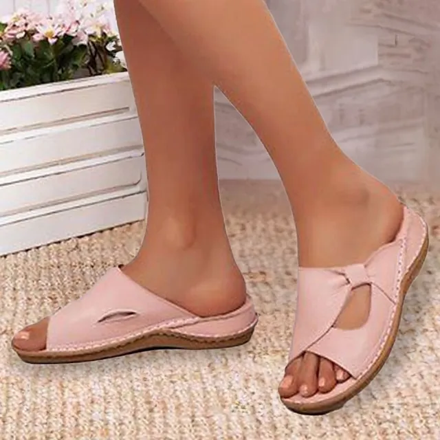 Women's Sandals Slippers Mules Wedge Sandals Plus Size Handmade Shoes Daily Beach Solid Color Summer Wedge Heel Open Toe Classic Casual Minimalism Faux Leather Loafer Black Pink Blue