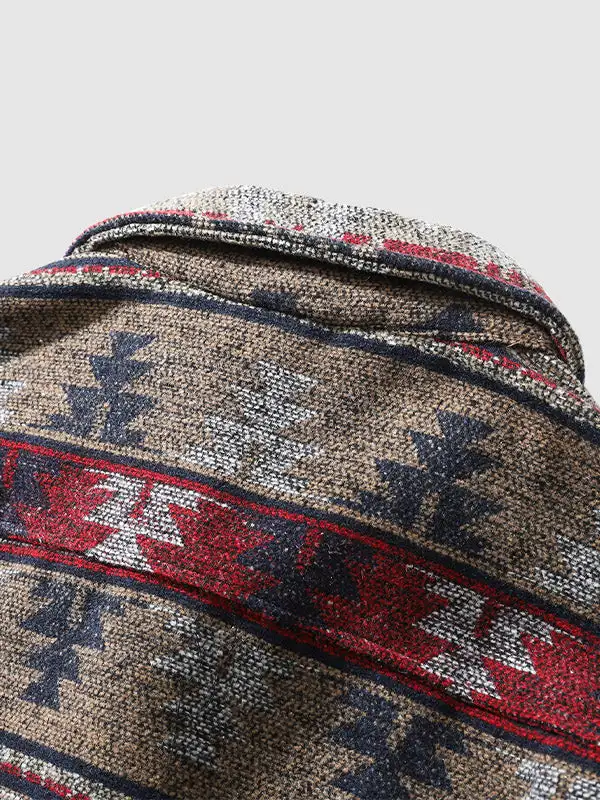 Men's Western Classic Geometric Ethnic Blend Wool Jacket