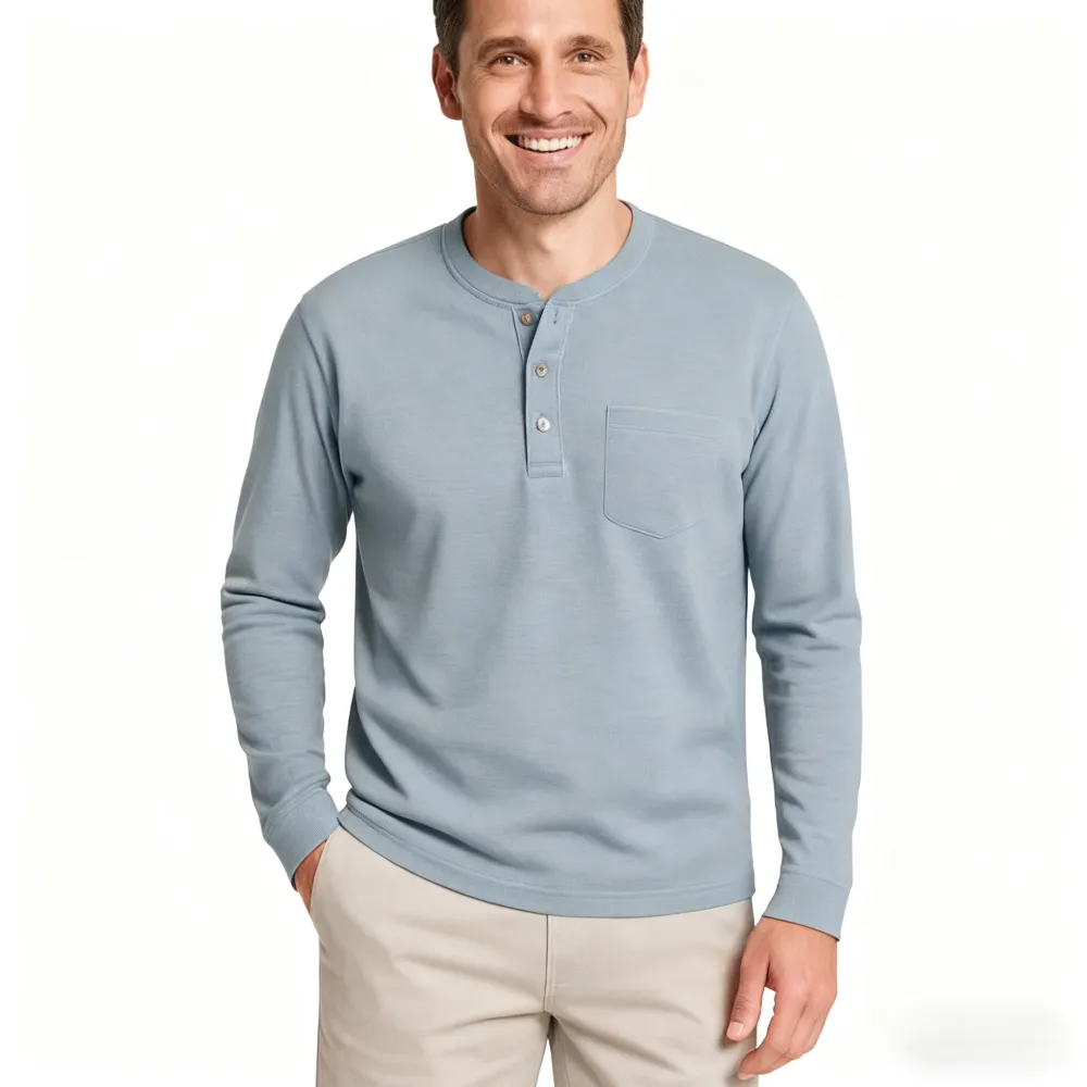 💫Clearance Sale🔥 - Men's Fashion Vintage Distressed Pocket Long Sleeve Henley Shirt