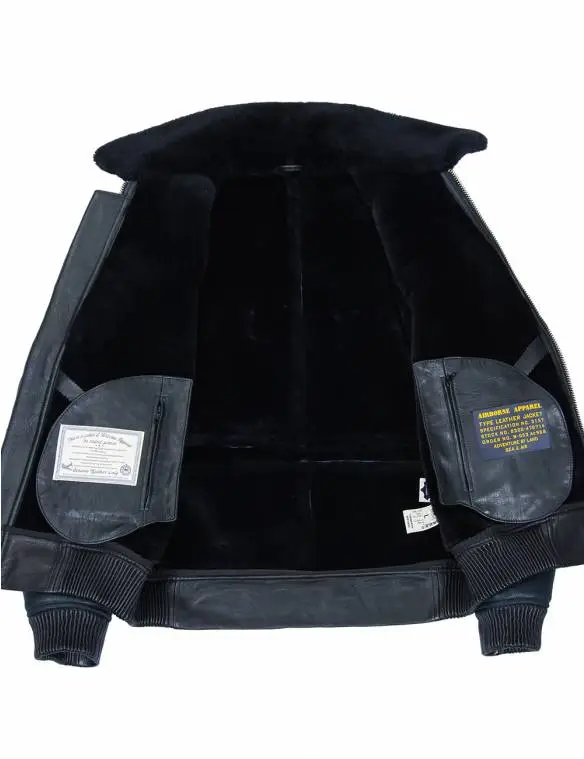 B-15 FAST EAGLE SHEEPSKIN FLIGHT JACKET NAVY BLUE