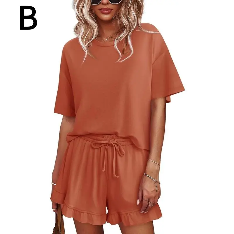 Women's 2 Piece Pajama Set – Ruffle Sleeve Top & Shorts Lounge Outfit