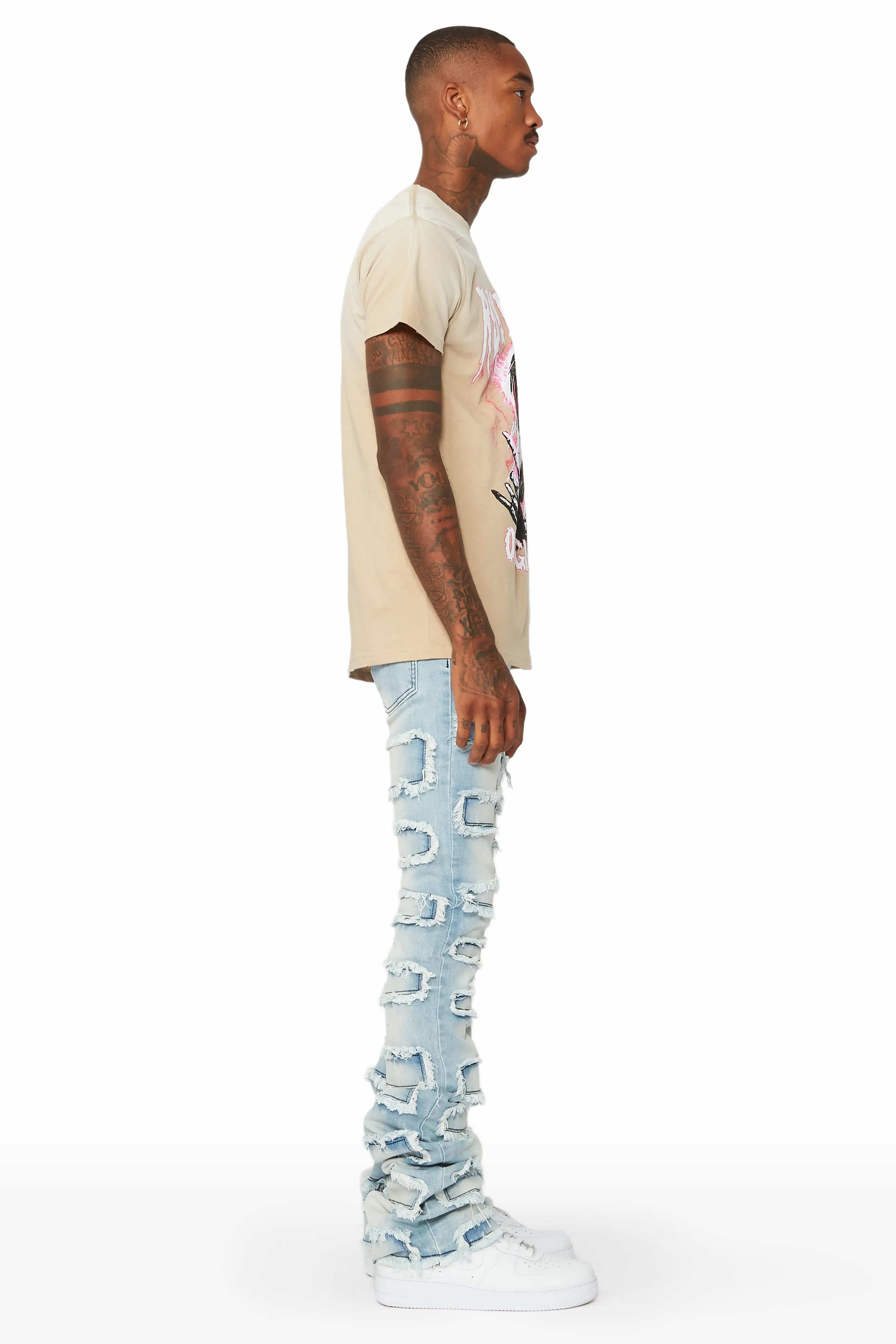 Hallie Blue Wash Super Stacked Flare Jean