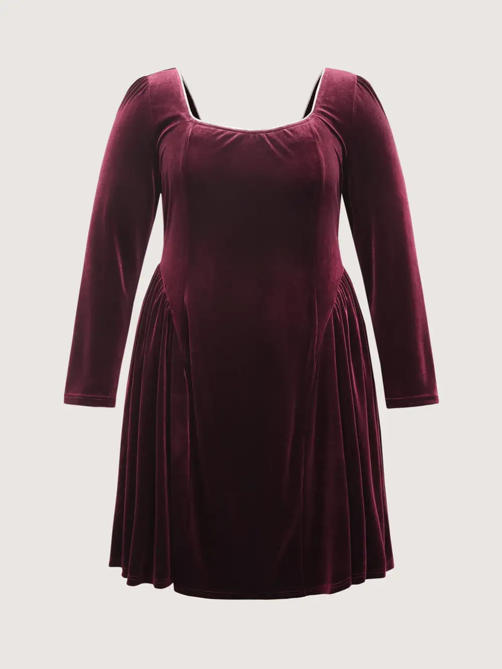 Velvet Structured Pleated Bodice Midi Dress