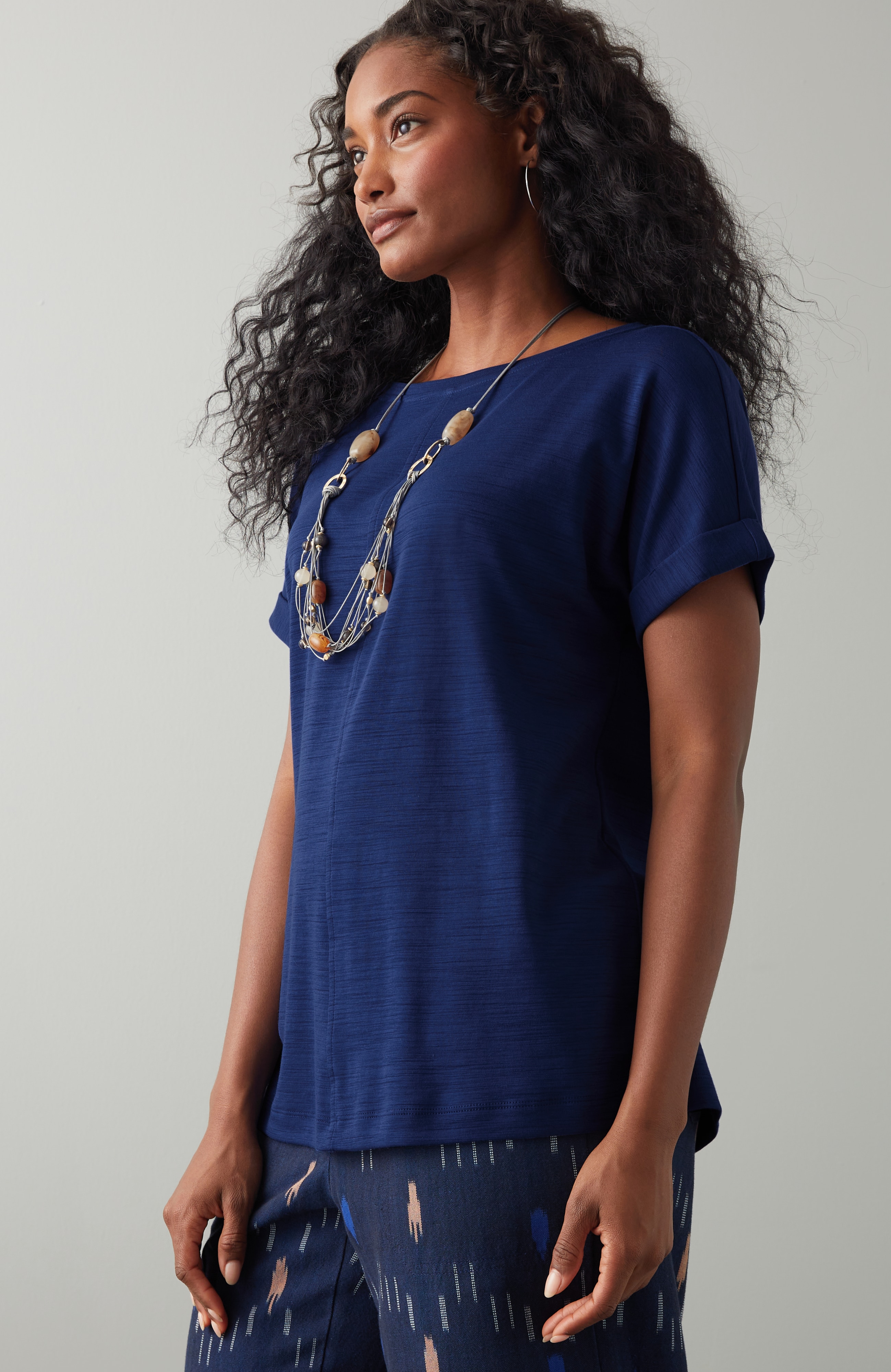 Pure Jill Slub Boat-Neck Tee