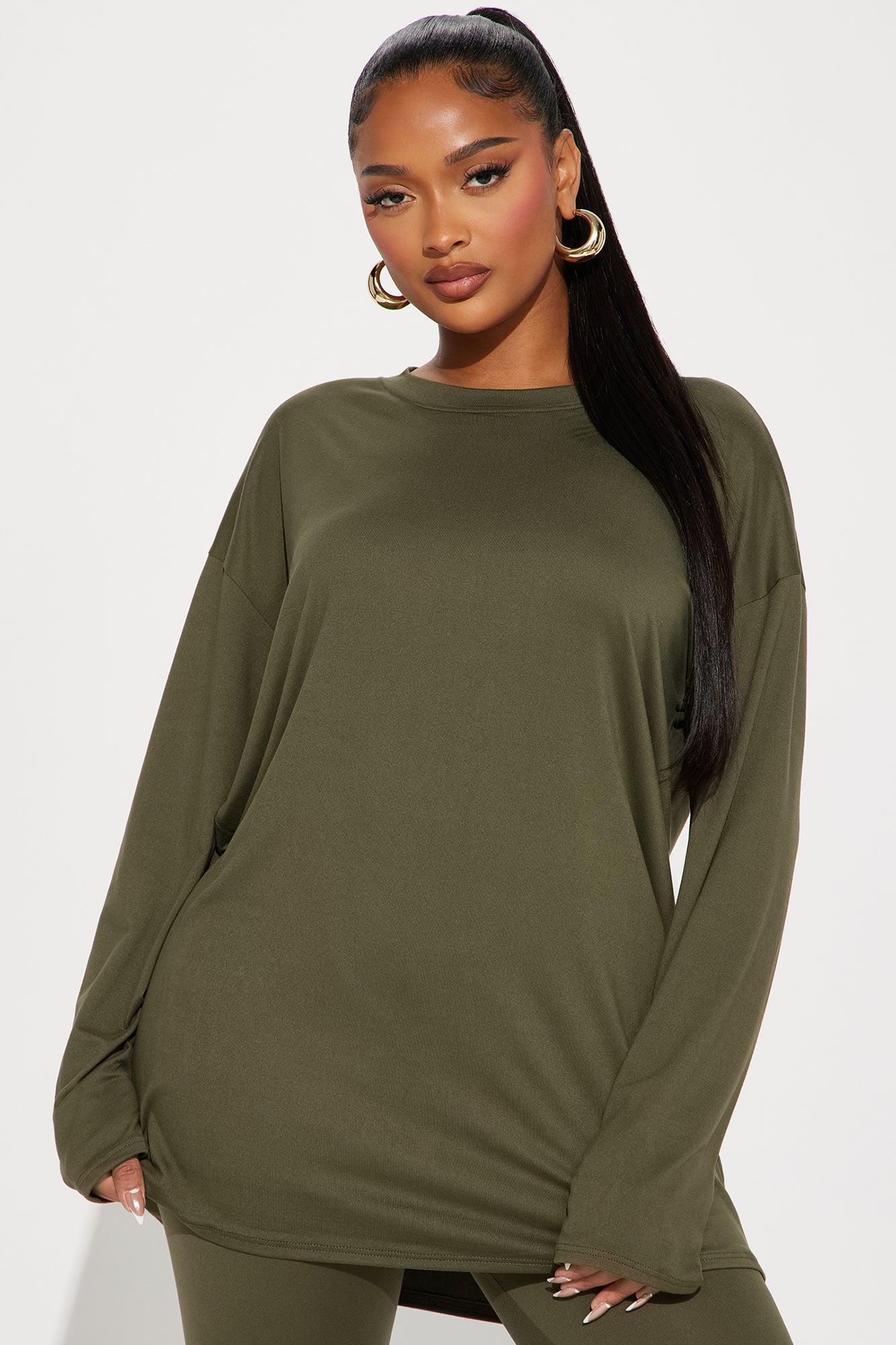 Weekend Vibes Long Sleeve Set - Olive