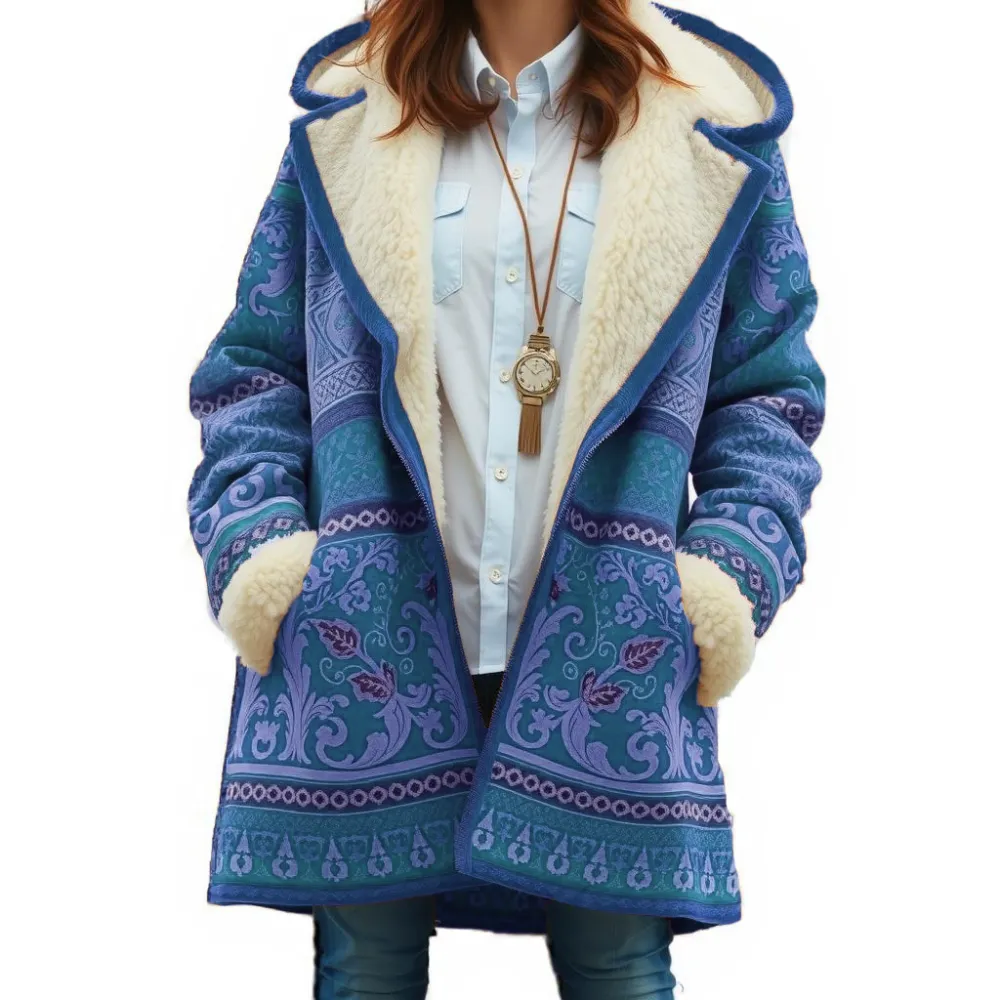 Cowhorn Buckle Pockets Women Coat Fleece Lined Hooded Winter Coat Outerwear Parka Plush Coat Fleece Jacket, brown