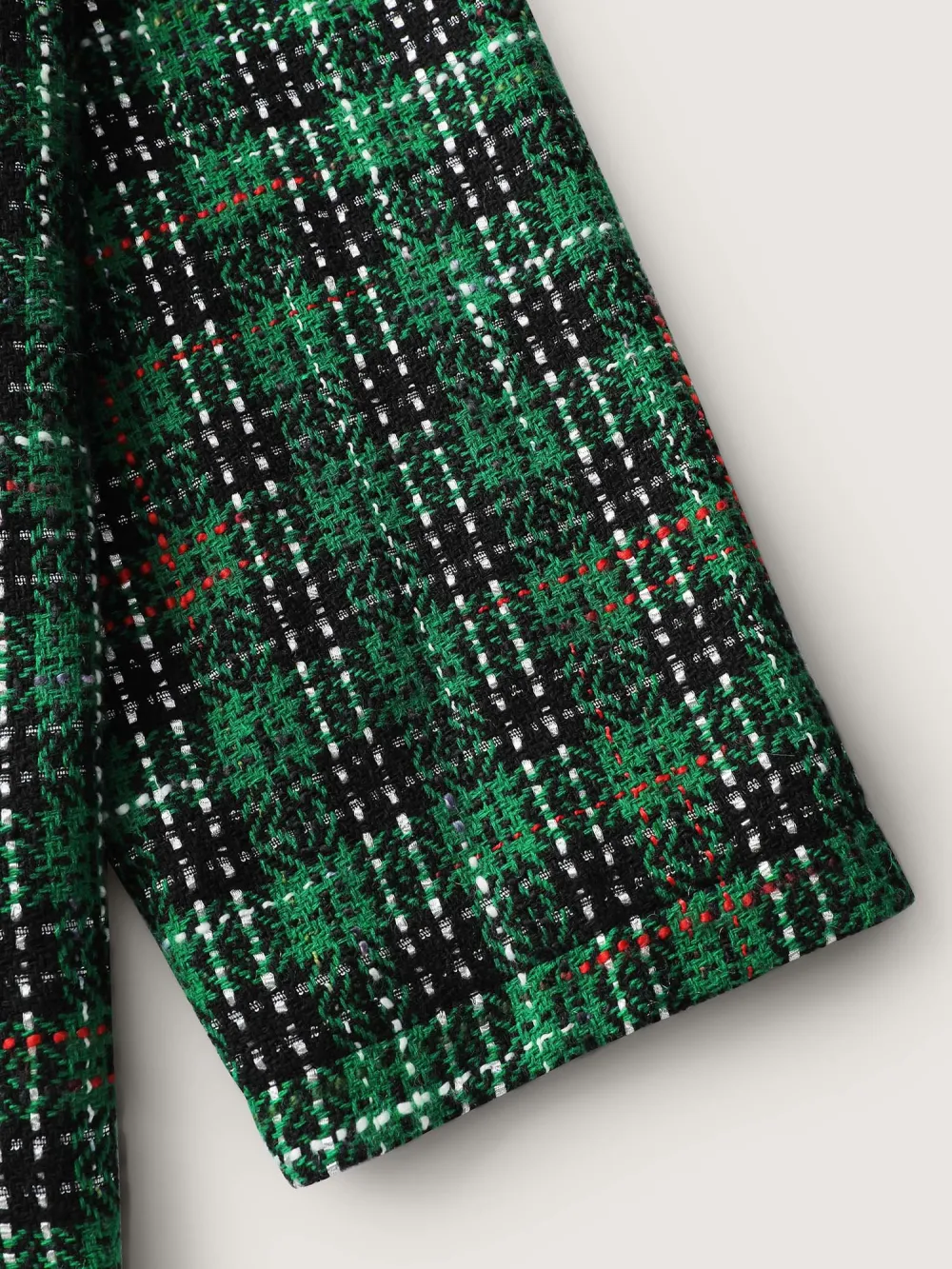 Tweed Plaid Double Button Jacket