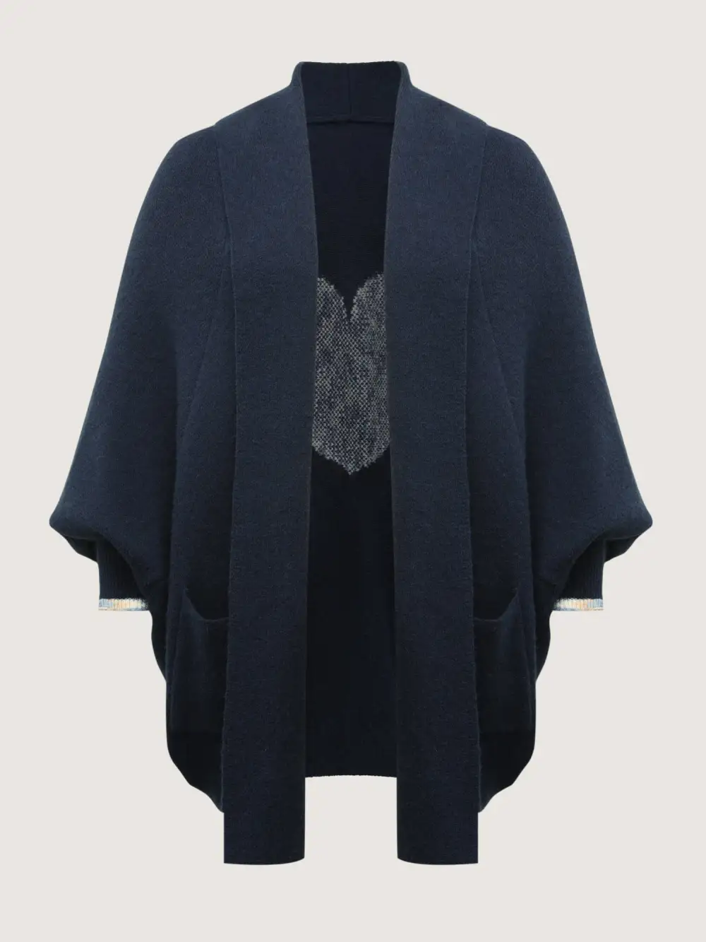 Heart Pattern Flowy Front-Open Knit Cardigan