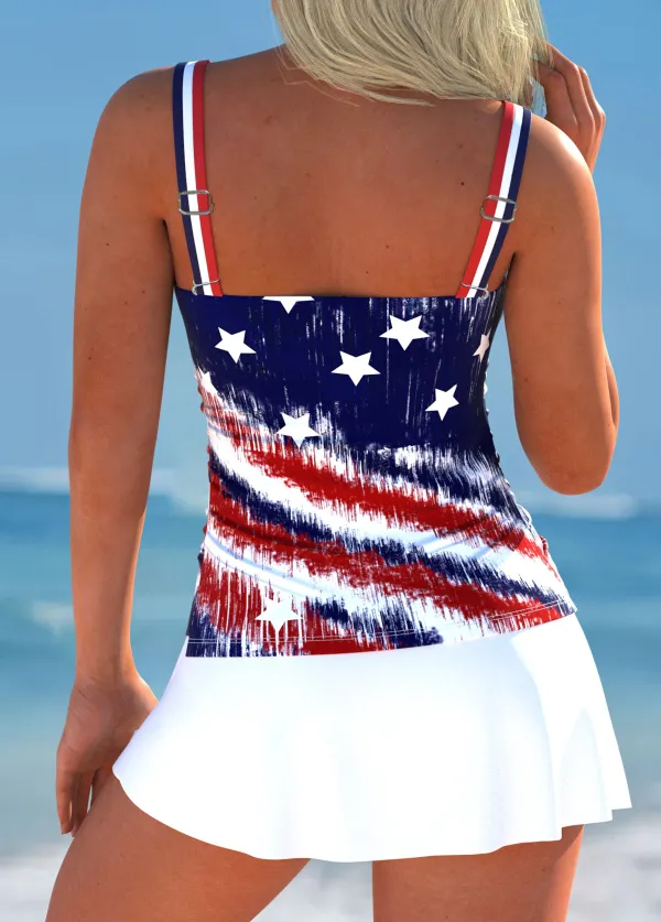 American Flag Split Navy Tankini Set