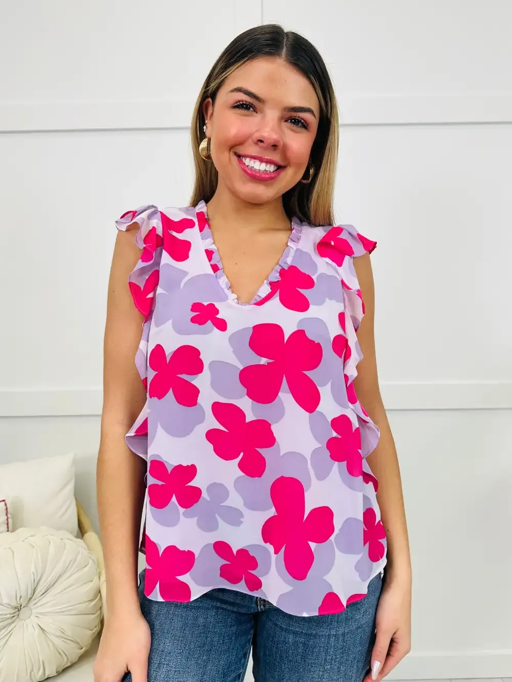 Your Beauty Blossoms Top In Lavender Combo