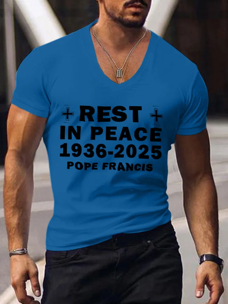 Men'S Rest In Peace 1936-2025 Pope Francis V-Neck T-Shirt