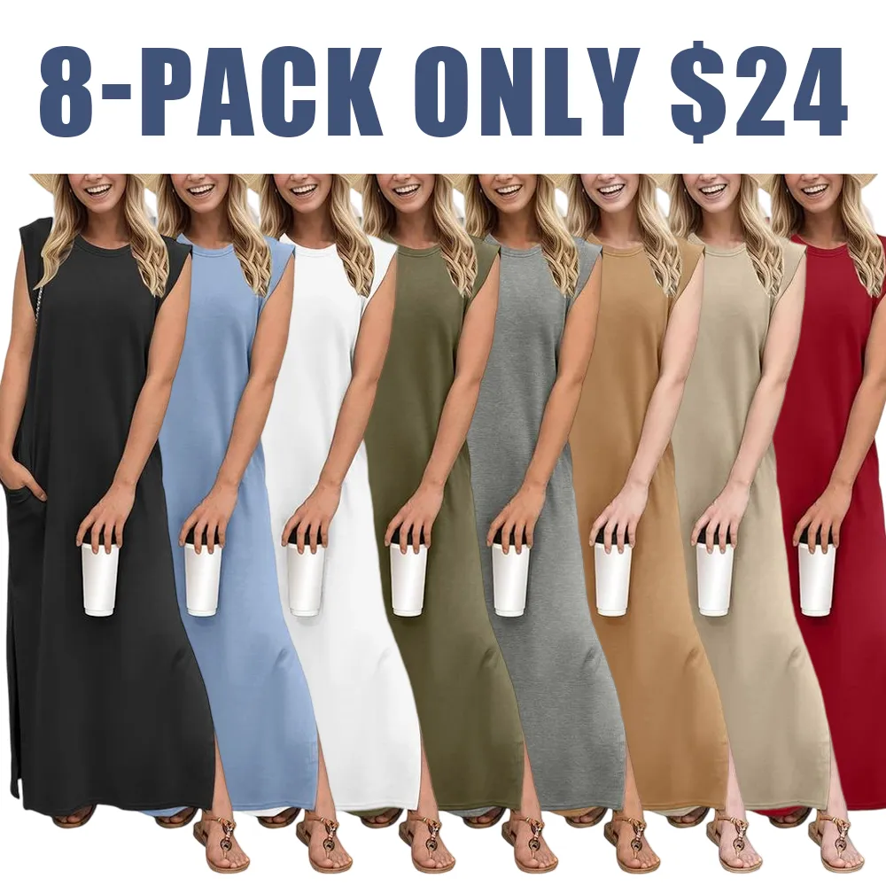Women's Summer Maxi Dress with Pockets – Wrinkle-Free, Casual & Comfy