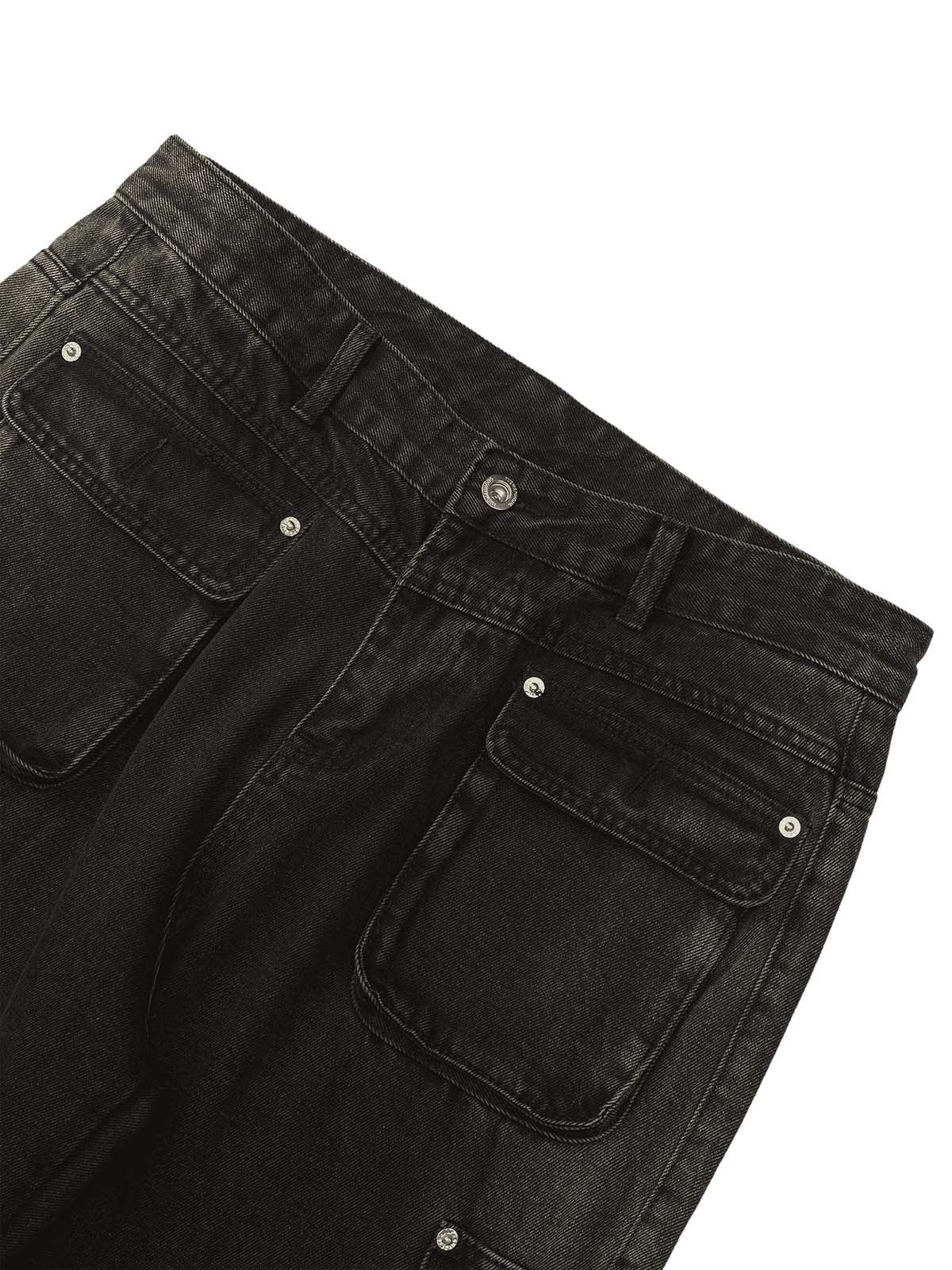 Multi-pocket Zipper Design Washed Hip-Hop Jeans - 2112