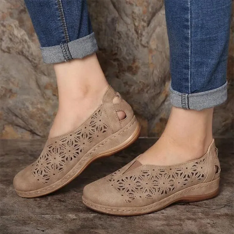 Women's Hollow Out Round Toe Flat Sandals