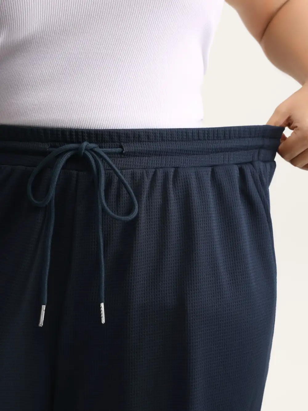 Textured Waist Drawstring Jogger Pants