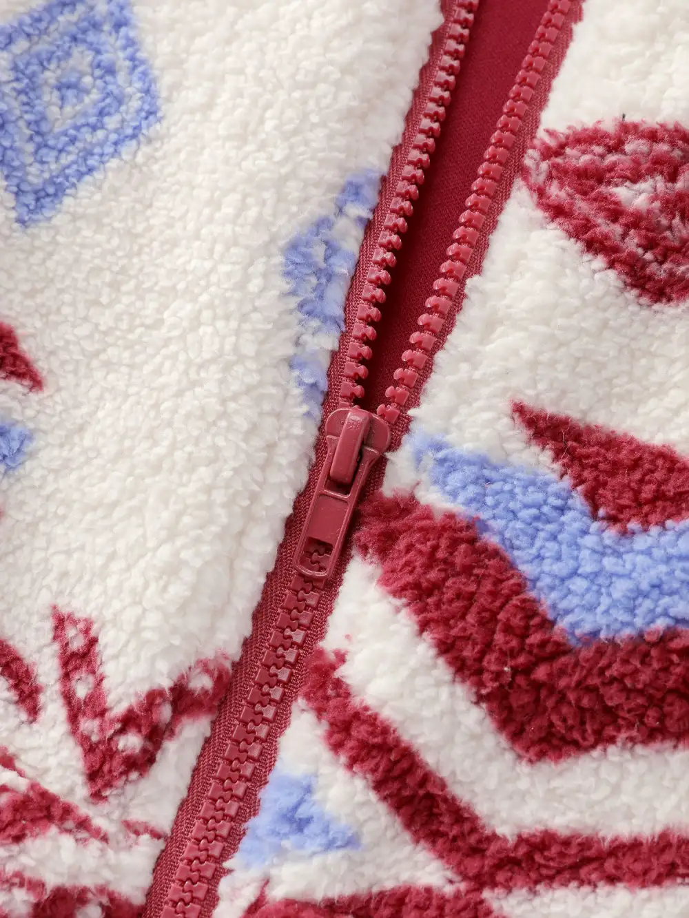 Holiday Pattern Zipper Contrast Jacket