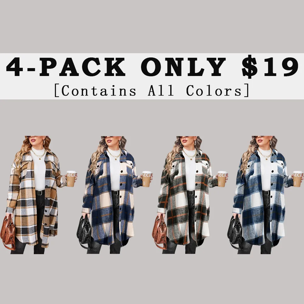 Women's Plus Size Flannel Plaid Shirt