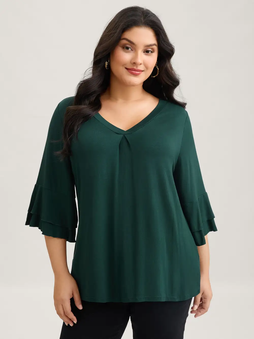 Supersoft Essentials Ruffle Layered Sleeve Pleated T-shirt