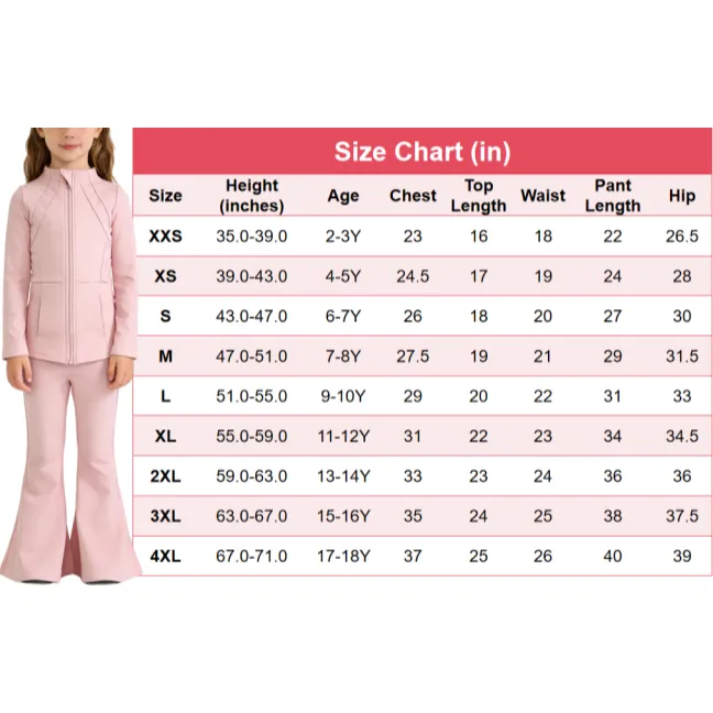 Athletic Girls Solid Color Yoga Long Sleeve Set