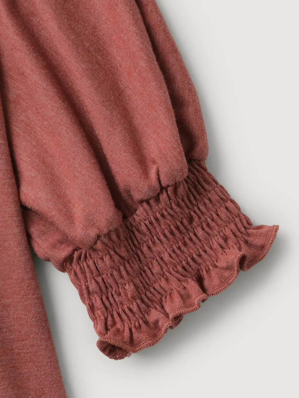 Shirred Cuff Sleeve Round Neck T-Shirt