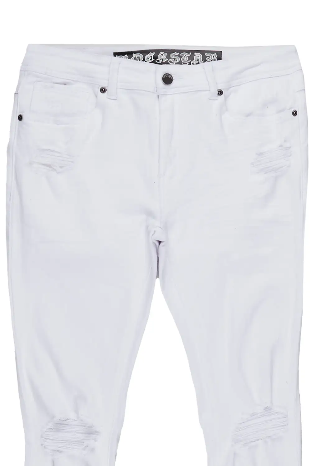 Rebel White Stacked Flare Jean
