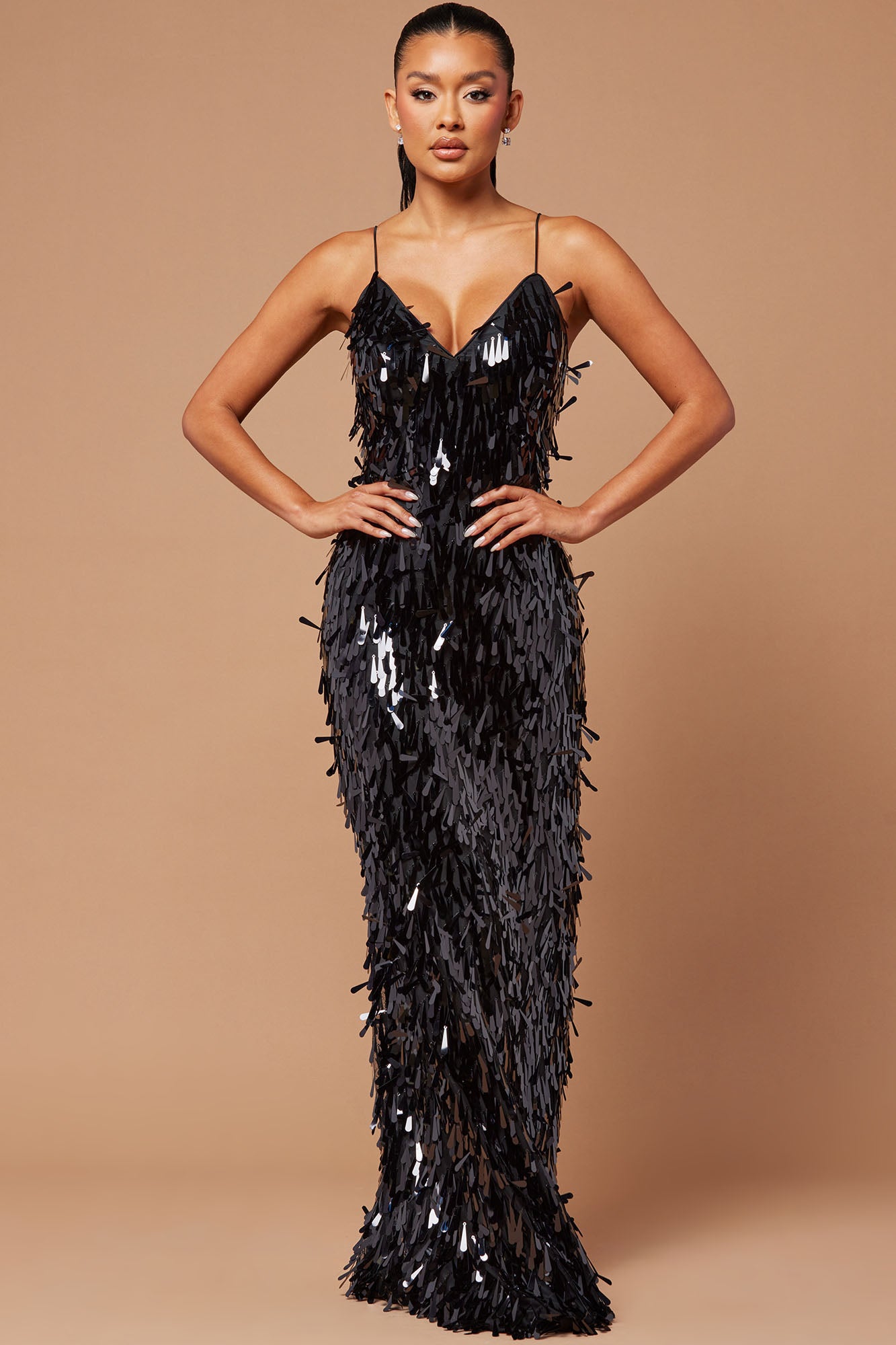 Emilia Paillette Maxi Dress - Black