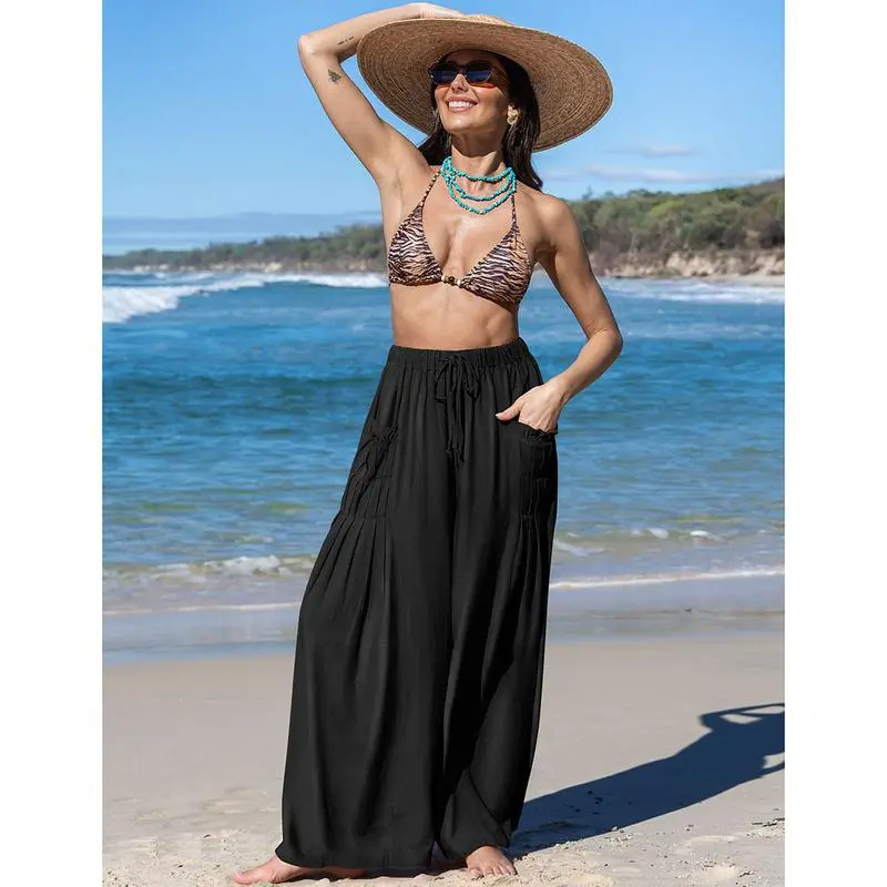 Women’s Linen Wide-Leg Pants-Loose Fit, Boho Summer Style