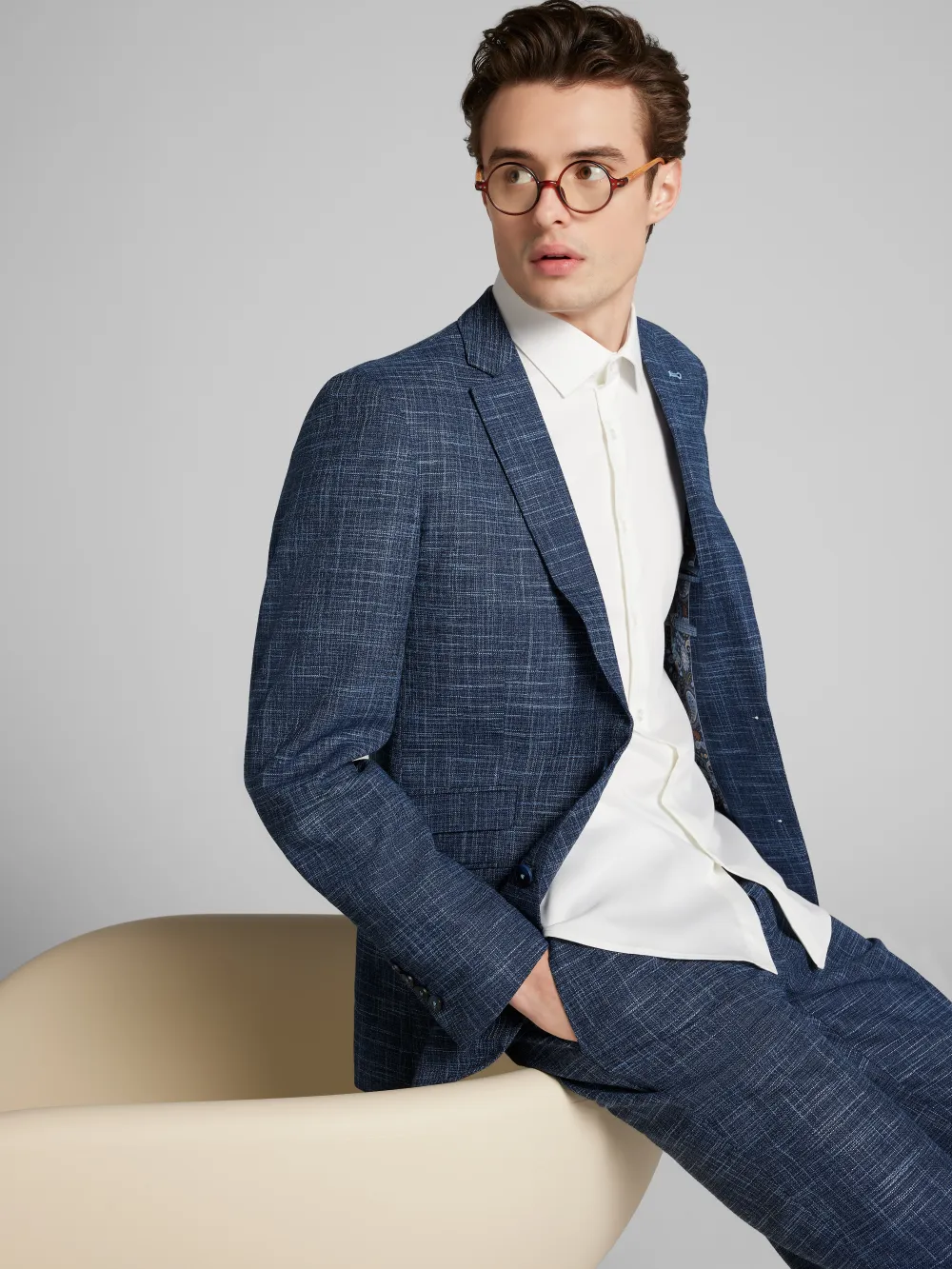 Paisley &Amp; Gray Slim Fit Textured Crosshatch Suit Jacket