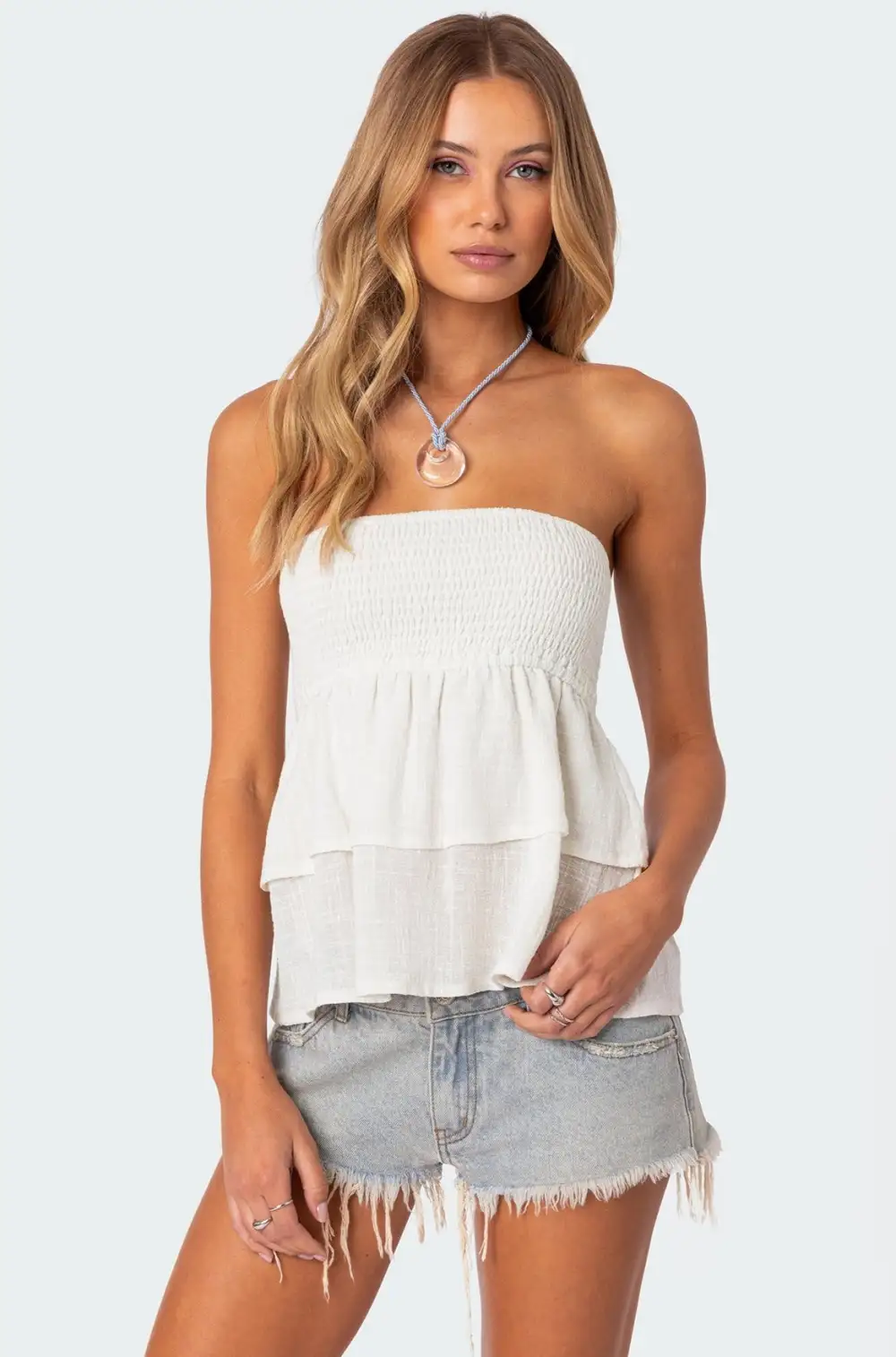 Harleigh Ruffled Linen Look Tube Top