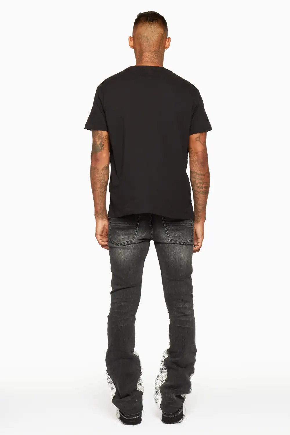 Wiz Dark Grey/White Stacked Flare Jean