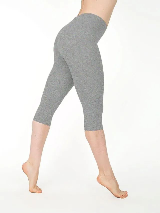 Women's Casual Sports Leggings Capri shorts Scrunch Butt Shorts Elastic Waist Calf-Length Pants Daily Yoga Stretchy Cotton Blend Lightweight Sports High Waist Slim Gray Green 7 points cotton gray 7