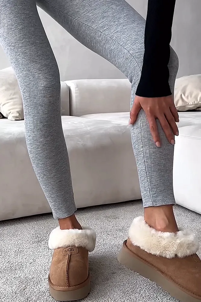 Women's solid color elastic bottom pants