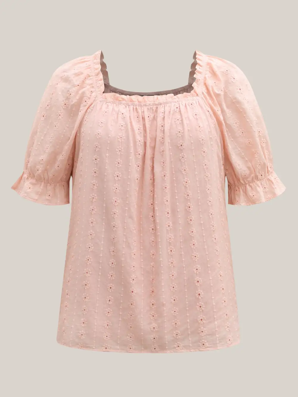 Textured Frill Trim Square Neck Blouse