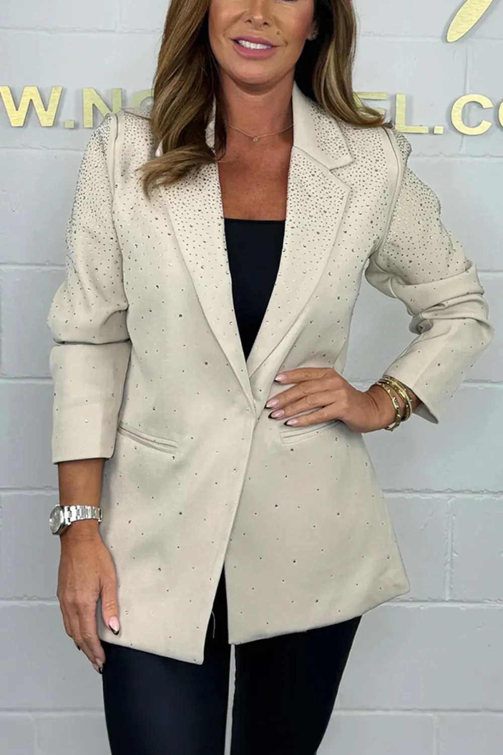 Jewelled Shoulder Oversize Blazer