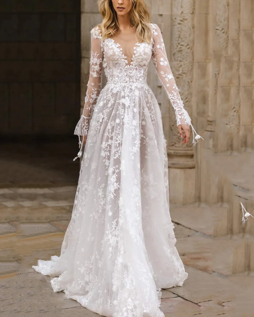 Sensual Lace Long Sleeve Dress Evening Dress